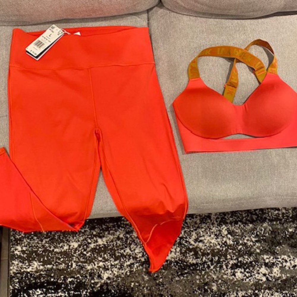 Ivy Park Adidas Coral Workout Bra and Leggings Set